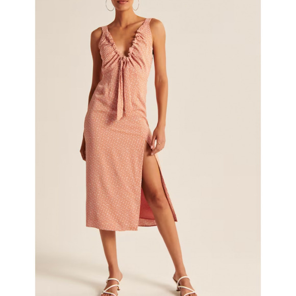 Abercrombie & Fitch Dresses & Skirts - Abercrombie & Fitch Cinched Neck Slip Midi Dress